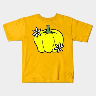 Yellow Bell Pepper With Blossoms Kids T-Shirt